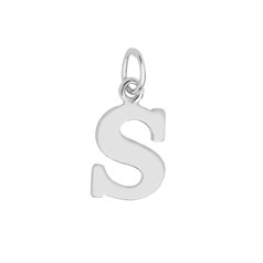 Large Serif Uppercase Alphabet Letter S Charm Pendant 13x8.5mm Sterling Silver (STS)