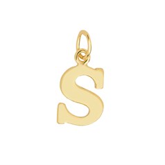 Large Serif Uppercase Alphabet Letter S Charm Pendant 13x8.5mm Gold Plated Sterling Silver Vermeil