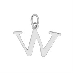 Large Serif Uppercase Alphabet Letter W Charm Pendant 15x14mm Sterling Silver (STS)