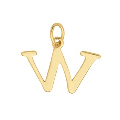 Large Serif Uppercase Alphabet Letter W Charm Pendant 15x14mm Gold Plated Sterling Silver Vermeil