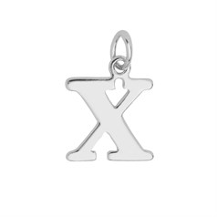 Large Serif Uppercase Alphabet Letter X Charm Pendant 13x11mm Sterling Silver (STS)