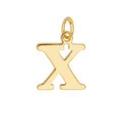 Large Serif Uppercase Alphabet Letter X Charm Pendant 13x11mm Gold Plated Sterling Silver Vermeil