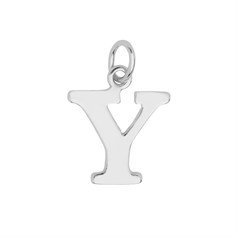 Large Serif Uppercase Alphabet Letter Y Charm Pendant 13x11mm Sterling Silver (STS)