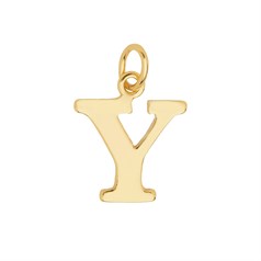 Large Serif Uppercase Alphabet Letter Y Charm Pendant 13x11mm Gold Plated Sterling Silver Vermeil