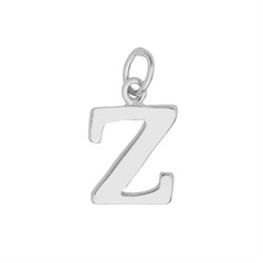 Large Serif Uppercase Alphabet Letter Z Charm Pendant 13x9mm Sterling Silver (STS)