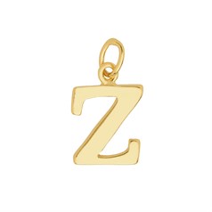 Large Serif Uppercase Alphabet Letter Z Charm Pendant 13x9mm Gold Plated Sterling Silver Vermeil