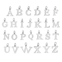 Large Serif Uppercase Alphabet Letters A- Z Charm Pendant set of 26 Sterling Silver (STS)
