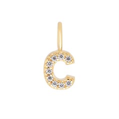 Mini Uppercase CZ Alphabet Letter C Charm Pendant 10.78mm inc. loop x 4.85mm Gold Plated Sterling Silver Vermeil