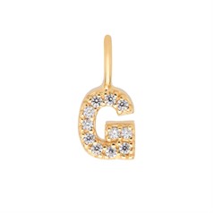 Mini Uppercase CZ Alphabet Letter G Charm Pendant 10.52mm inc. loop x 4.85mm Gold Plated Sterling Silver Vermeil