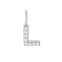 Mini Uppercase CZ Alphabet Letter L Charm Pendant 10.5mm inc. loop x 4.89mm Sterling Silver
