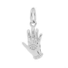 Hand with Evil Eye Charm Pendant Sterling Silver