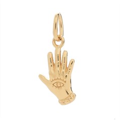 Hand with Evil Eye Charm Pendant Gold Plated Sterling Silver Vermeil