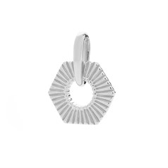 9mm Hexagon Rays Patterned Charm Pendant Sterling Silver