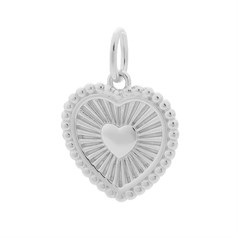 Heart with Heart Rays Charm Pendant Sterling Silver