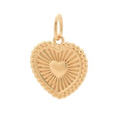 Heart with Heart Rays Charm Pendant Gold Plated Sterling Silver Vermeil
