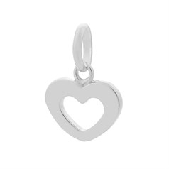 Chunky Open Heart Charm Pendant Sterling Silver