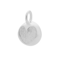 Round 9mm Charm Pendant with Hollowed Out Heart pattern Sterling Silver