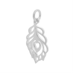 Peacock Feather Charm Pendant Sterling Silver