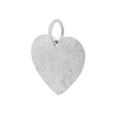 16mm Brushed Heart Charm Pendant Sterling Silver