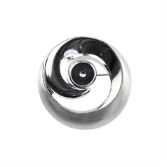 Satin Swirl Brooch with Shiny 8mm Cup for  Cabochon Silver Plated
