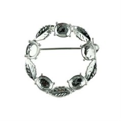Brooch with five 8x6mm Cups for Cabochons Rhodium Plated