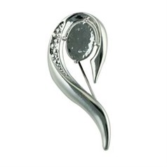 Brooch with 18x13mm Cup for Cabochon Rhodium Plated