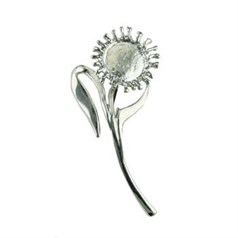 Brooch with 12mm Cup for Cabochon Rhodium Plated