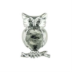 Owl Brooch with 18x13mm Cup for Cabochon Rhodium Plated