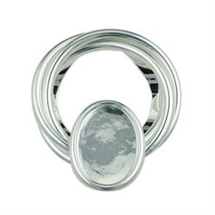 Scarf Clip with 18x13mm Plain Edge Cup for Cabochon Silver Plated