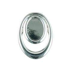 Oval Scarf Clip with 18x13mm Cup for Cabochon Silver Plated
