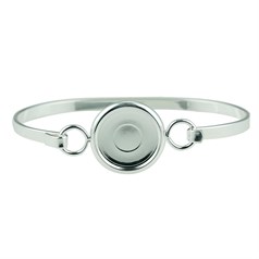 Bangle Wire with 16mm Plain Smooth Cup for Cabochon Silver Plated