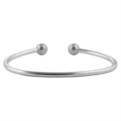 Torque Bangle with Unscrewable 8mm Ball Ends Silver Plated