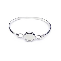 Small Adult/Childs 55mm Bangle with 12mm Smooth Edge Top Cup for Cabochon Silver Plated