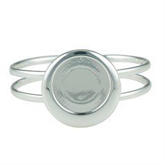 Offset Round Spring Bangle with 25mm Cup for Cabochon Silver Plated