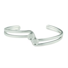 Bangle with two 5mm Cups for Cabochons Silver Plated