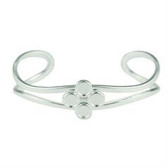 Bangle with four 5mm Cups for Cabochons Silver Plated