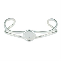 Cuff Bangle with 12mm Cup for Cabochon Silver Plated