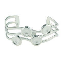 Bangle with four 10mm Cups for Cabochons Silver Plated