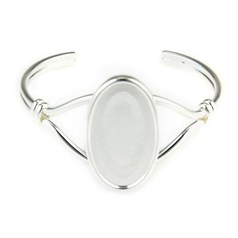 Bangle with 20x36mm Cup for Cabochon Silver Plated