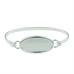 Bangle Wire with 14x29mm Cup for Cabochon Silver Plated