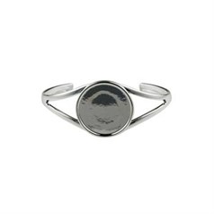 Cuff Bangle with 25mm Cup for Cabochon Silver Plated
