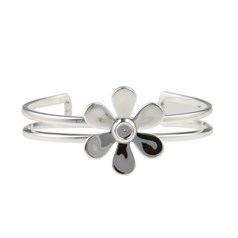 Daisy Bangle with 5mm Cup for Cabochon Silver Plated