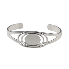 Bands Oval Torque Bangle with 18x13mm Pad for Cabochon Silver Plated