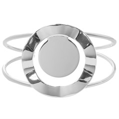 Rosette Circle Bangle with 25mm Pad for Cabochon Silver Plated