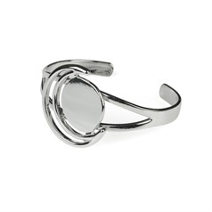 Crescent Moon Design Torque Bangle with 20mm approx  Flat Pad Rhodium Plated