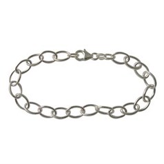 Charm Bracelet (Oval Links) 7.5" Silver Plated