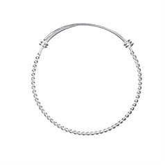 Expandable Twist Wire Charm Bangle Silver Plated