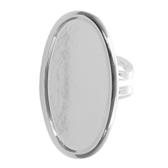 Adjustable Ring with 14x29mm Cup for Cabochon Silver Plated