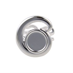 Adjustable Ring Wave Top with 12mm Cup for Cabochon Silver Plated