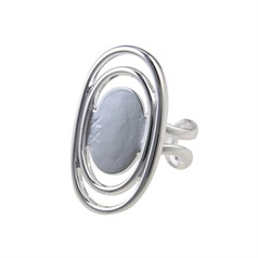 Adjustable Ring Bands Oval with 18x13mm Pad for Cabochon Cab Silver Plated